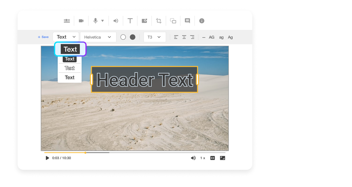 Scene-Based video editing in Visla showcasing text and graphics overlays. Users can customize their videos with headers, subtitles, and eye-catching visuals to enhance engagement and deliver clear messages.